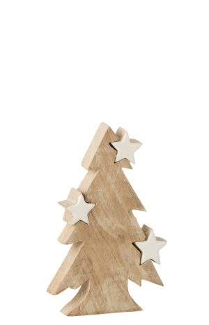 Sapin De Noel Etoile Bois De Manguier Blanc Wash/Blanc Medium